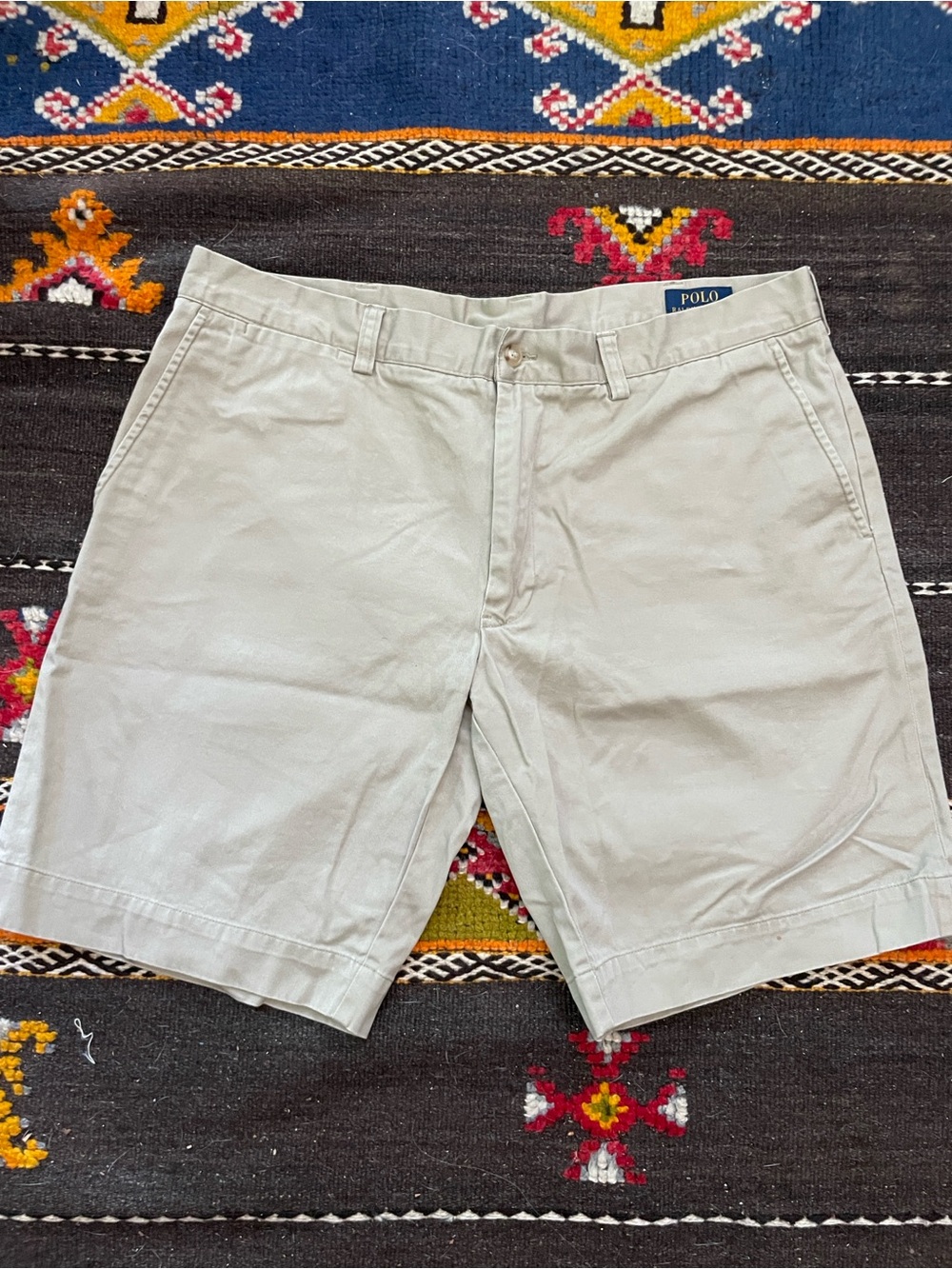 Polo by Ralph Lauren Men’s Light Beige Flat-Front Chino Shorts